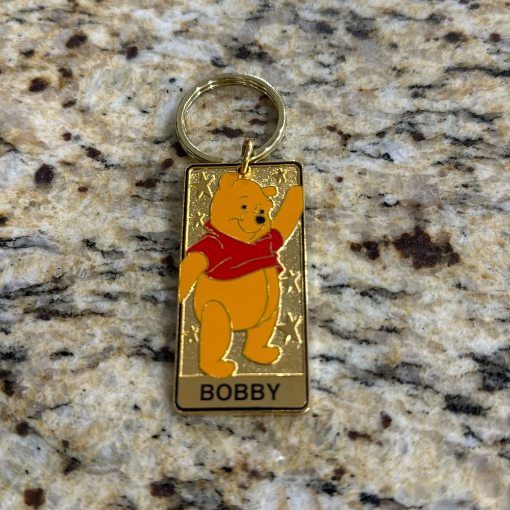 Vintage Walt Disney World “Bobby” Winnie the Pooh Gold Keychain